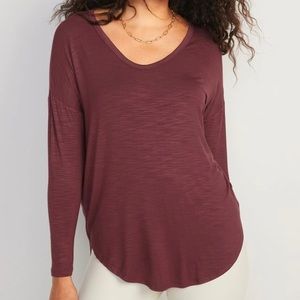 Luxe Long Sleeve Voop Neck Tunic T-Shirt - NEW!